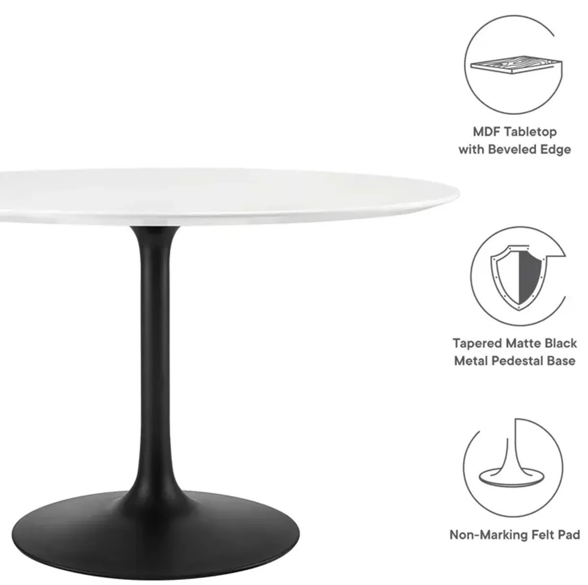 Modway - Lippa 48" Round Dining Table Black White