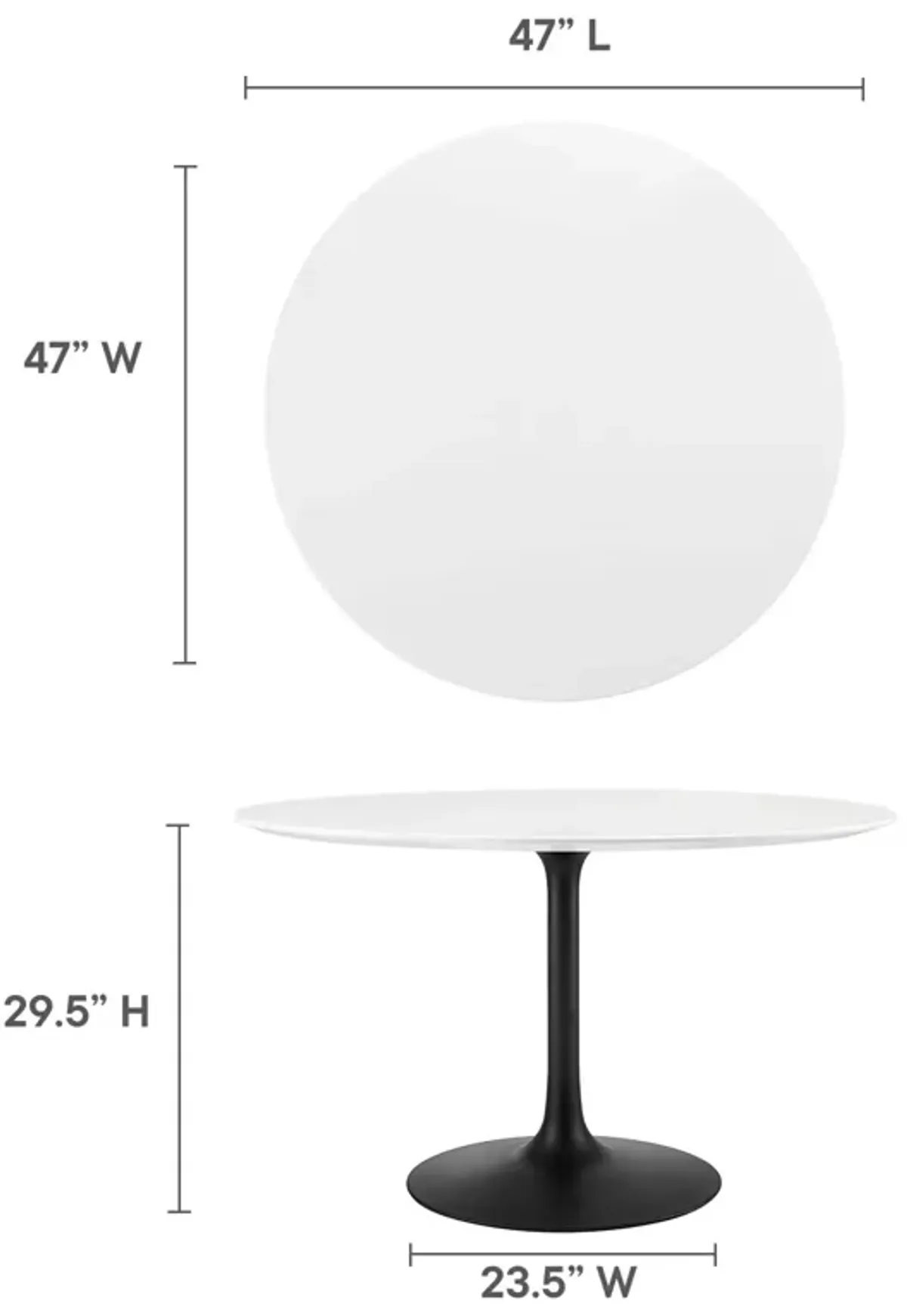 Modway - Lippa 48" Round Dining Table Black White