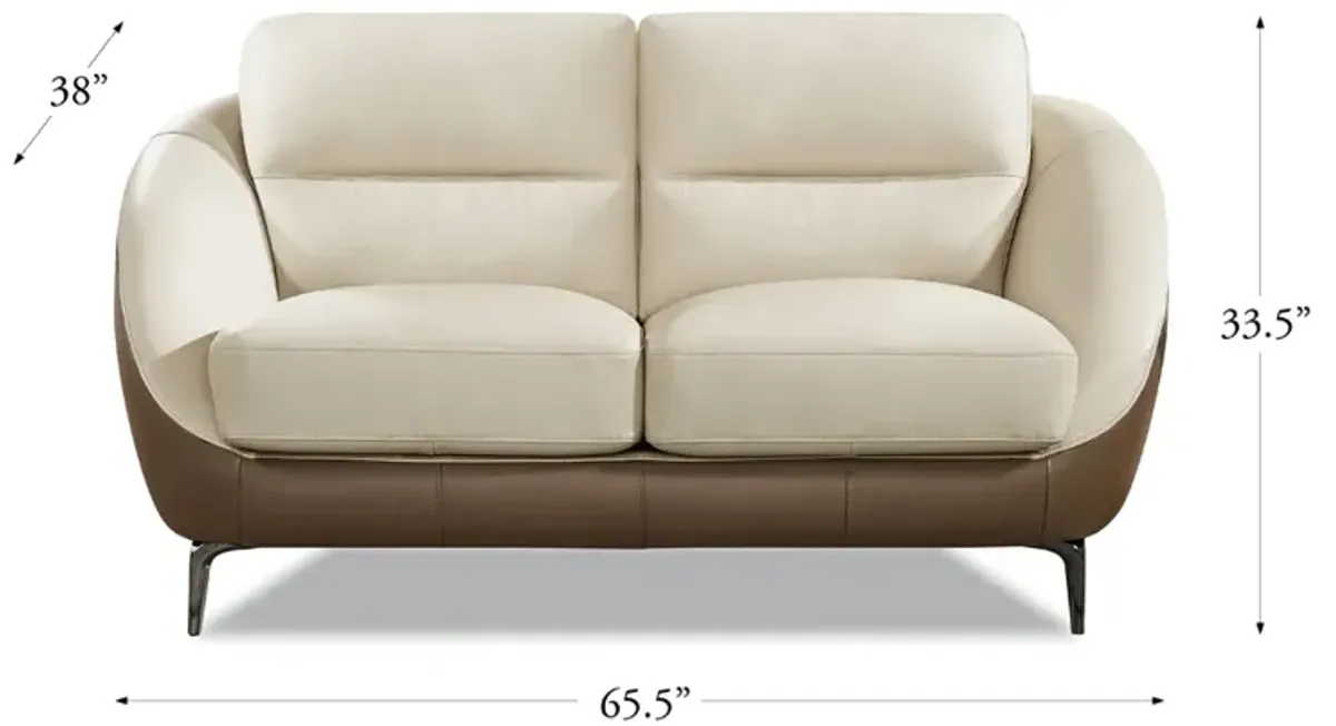 Makena Top Grain Leather Loveseat