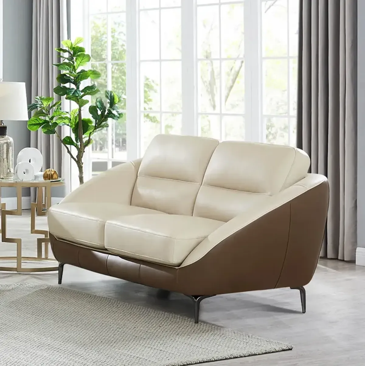 Makena Top Grain Leather Loveseat