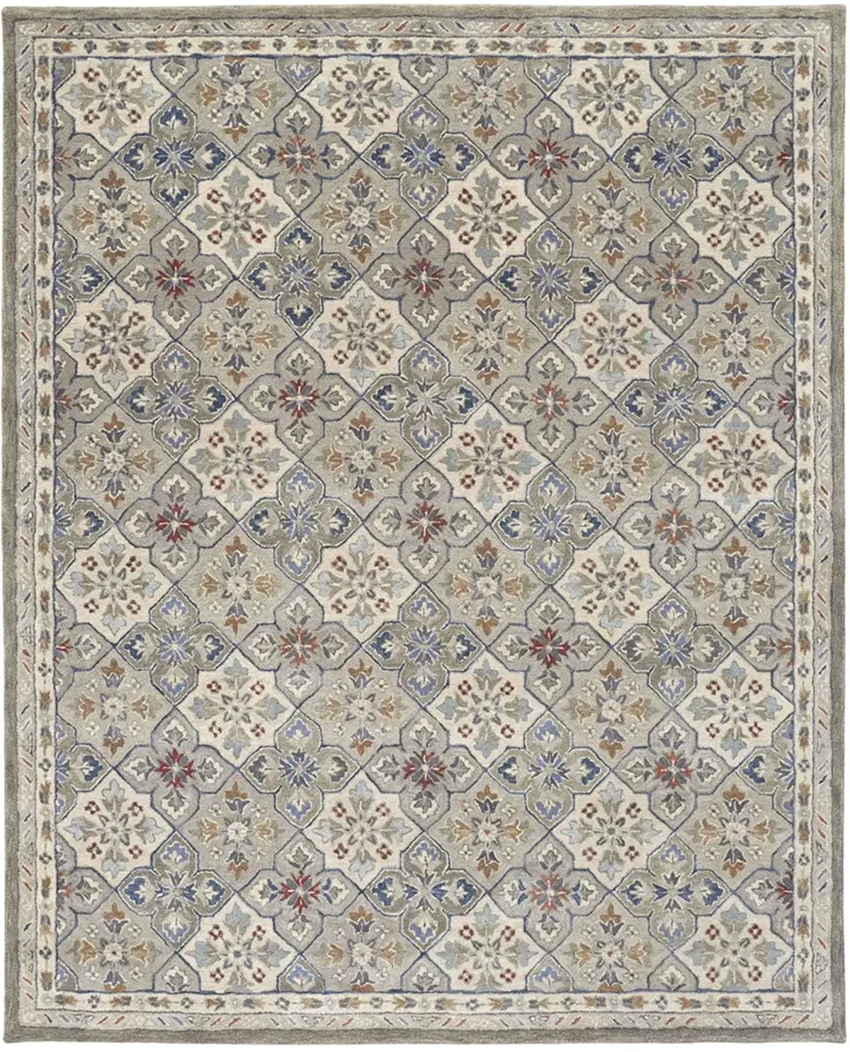 Rylan 8638F Taupe/Ivory/Red 2' x 3' Rug