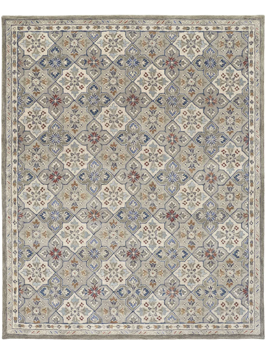 Rylan 8638F Taupe/Ivory/Red 2' x 3' Rug