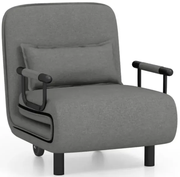 Hivvago 3-in-1 Convertible Sofa Bed with 5-Position Adjustable Backrest and Lumbar Pillow