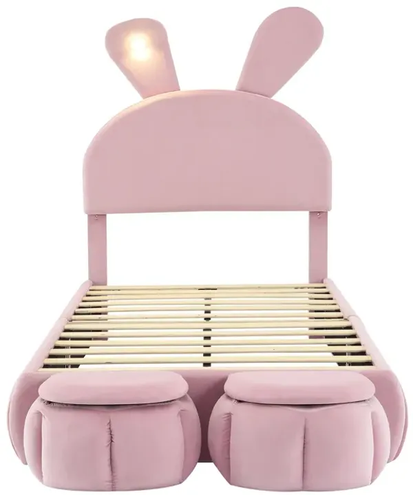 Merax Kids Rabbit Platform Bed with Ears
