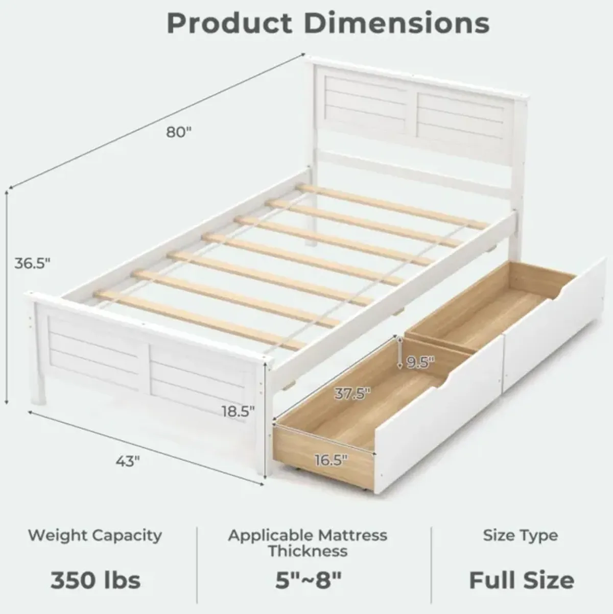 Hivvago Twin Size Bed Frame with Storage Drawers