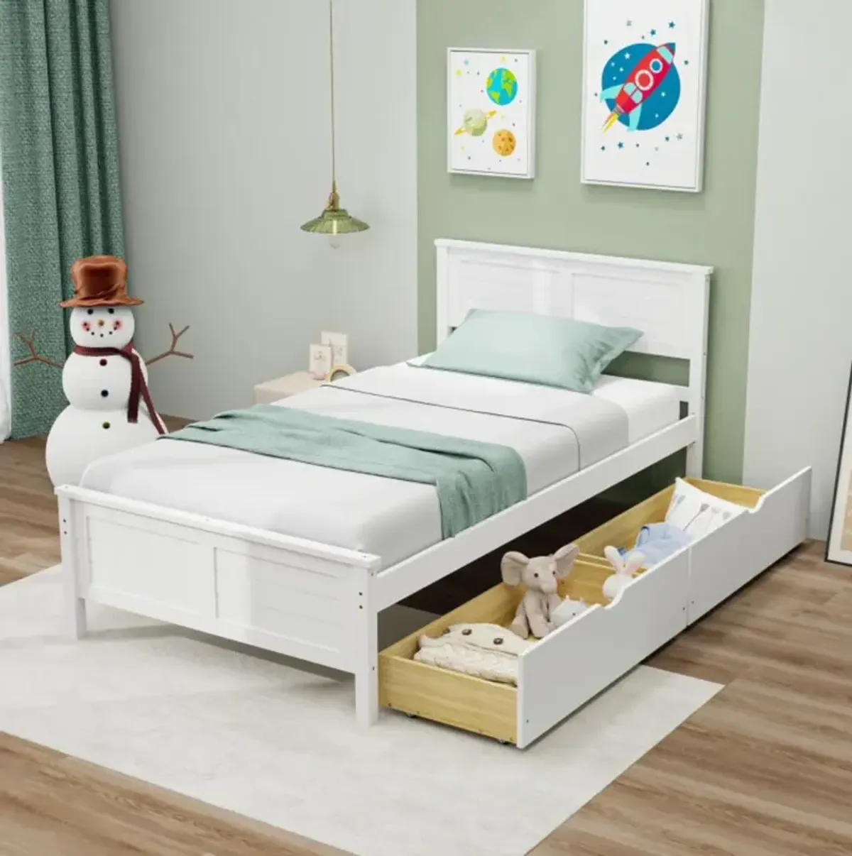 Hivvago Twin Size Bed Frame with Storage Drawers