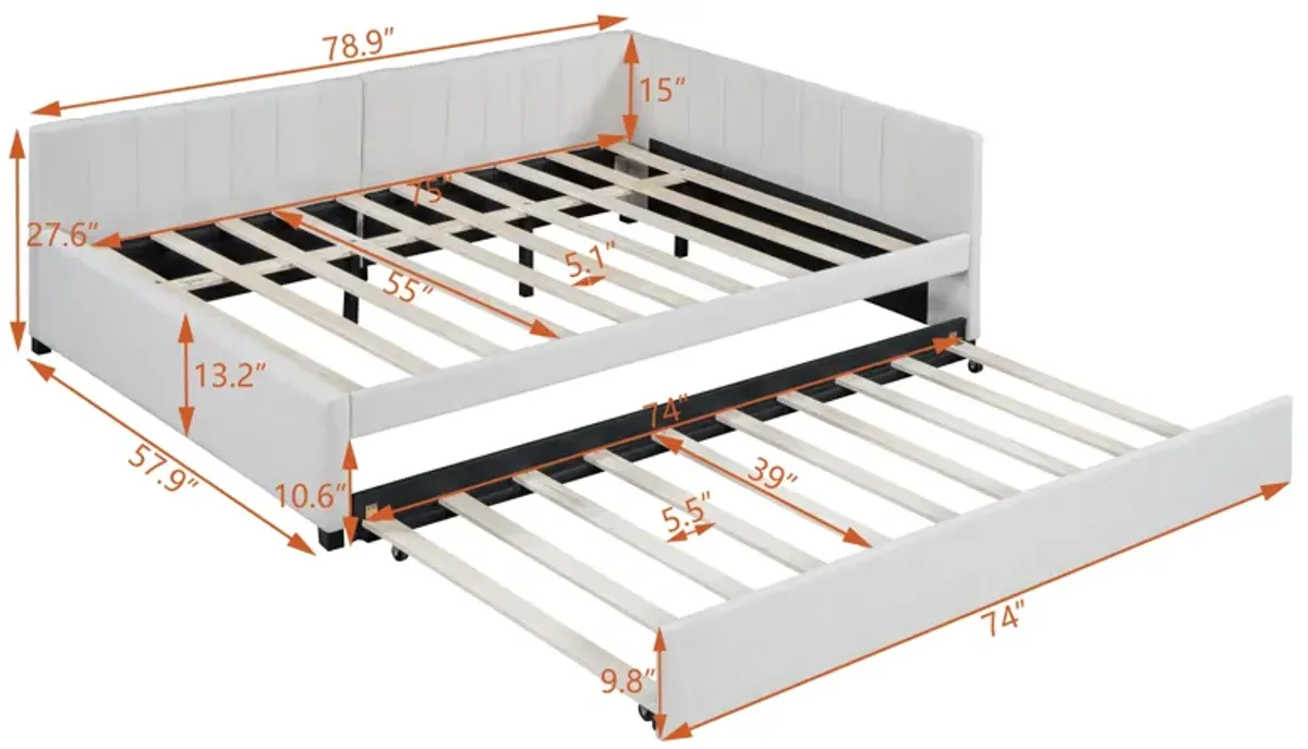 Merax Upholstered Daybed Bed Frame with Trundle