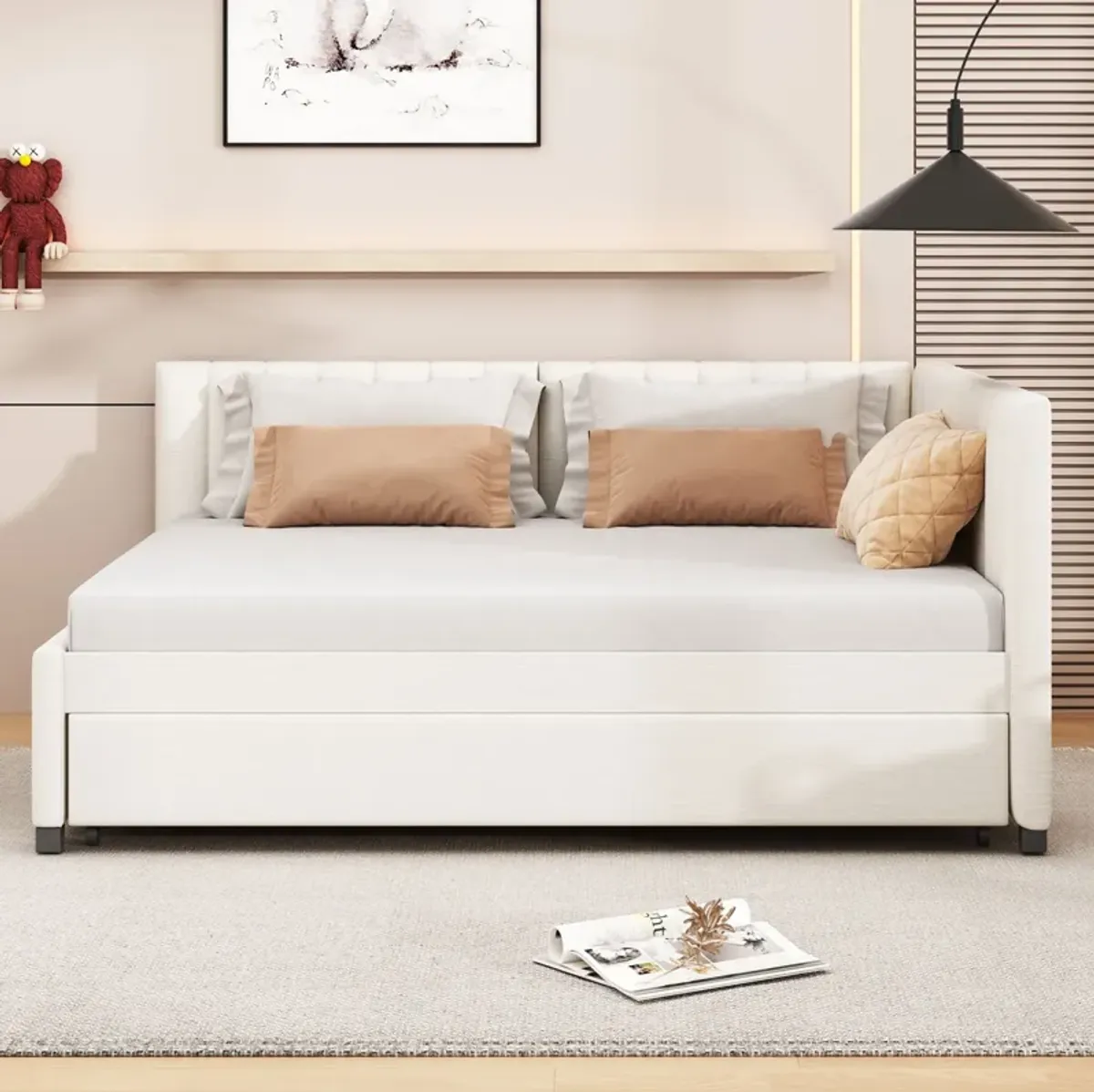 Merax Upholstered Daybed Bed Frame with Trundle