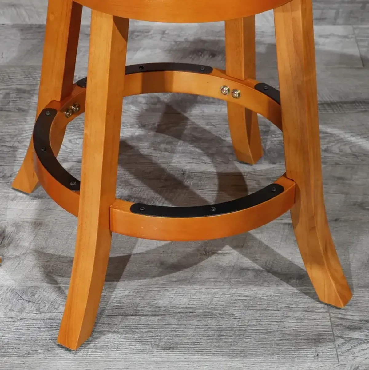 30" Barstool, Natural Finish, Beige Fabric Seat