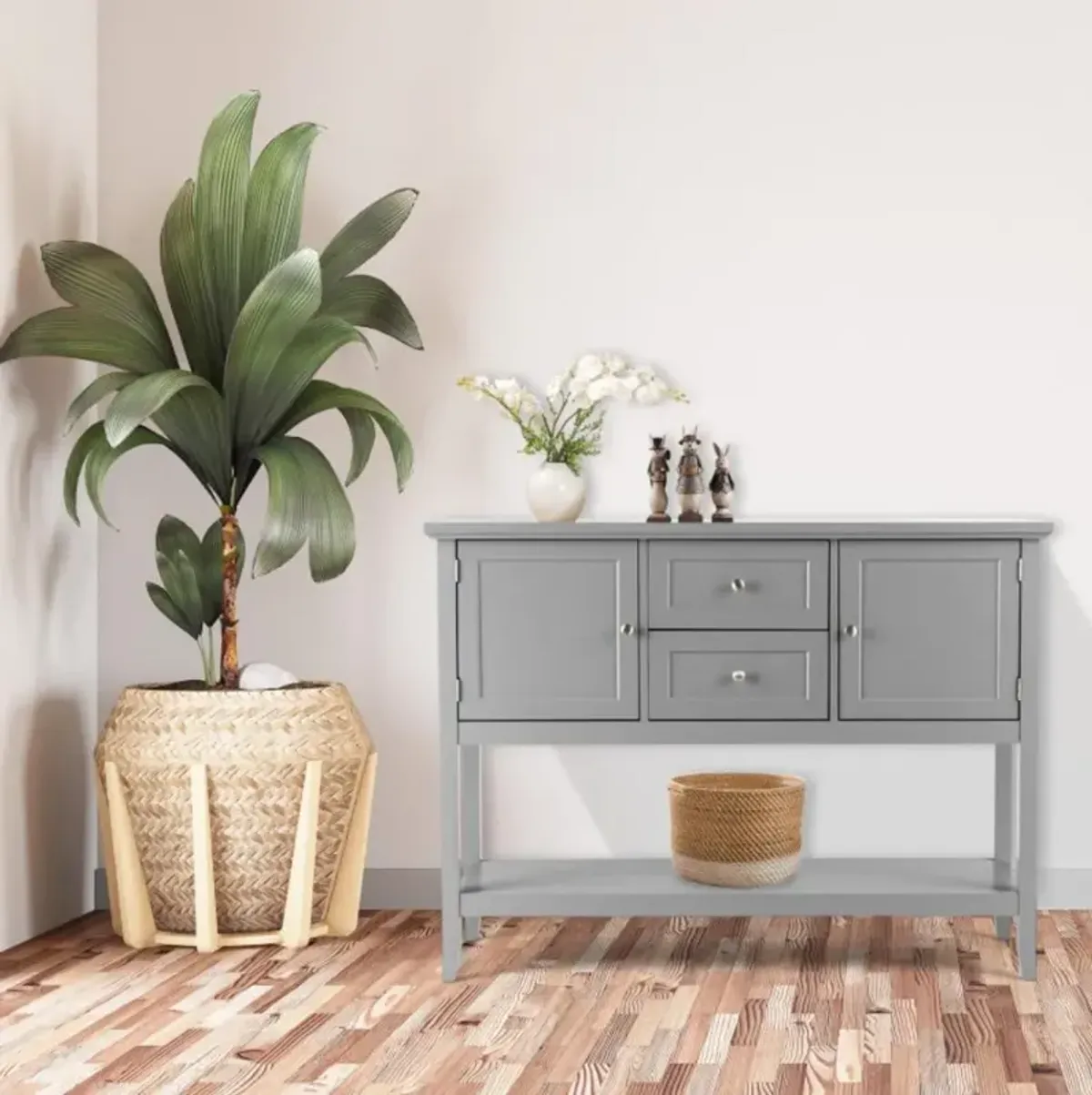 Hivvago Wooden Sideboard Buffet Console Table with Drawers and Storage