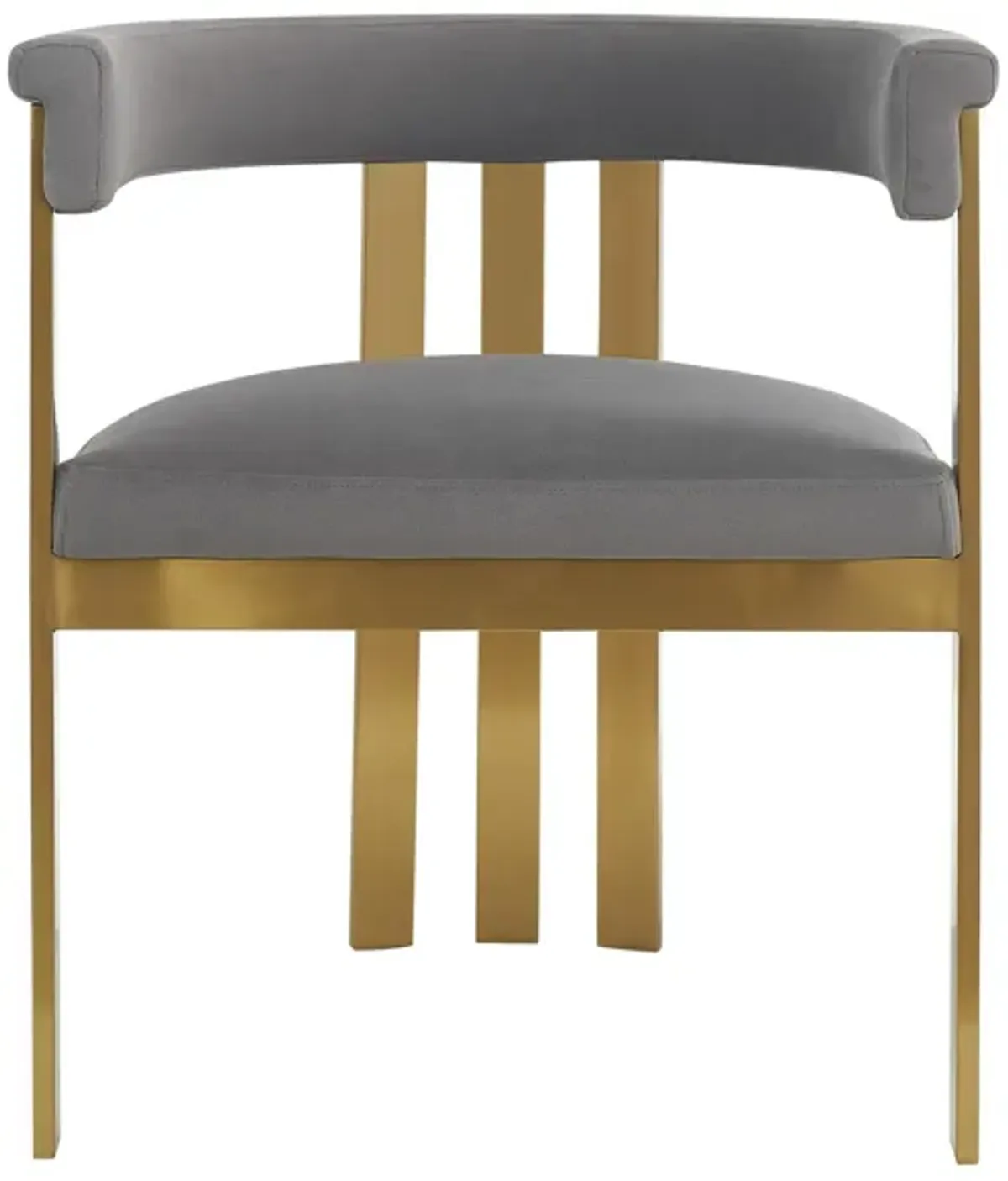 Cid Tayc 25 Inch Dining Chair, Contemporary Art Gray Velvet, Gold Steel - Benzara