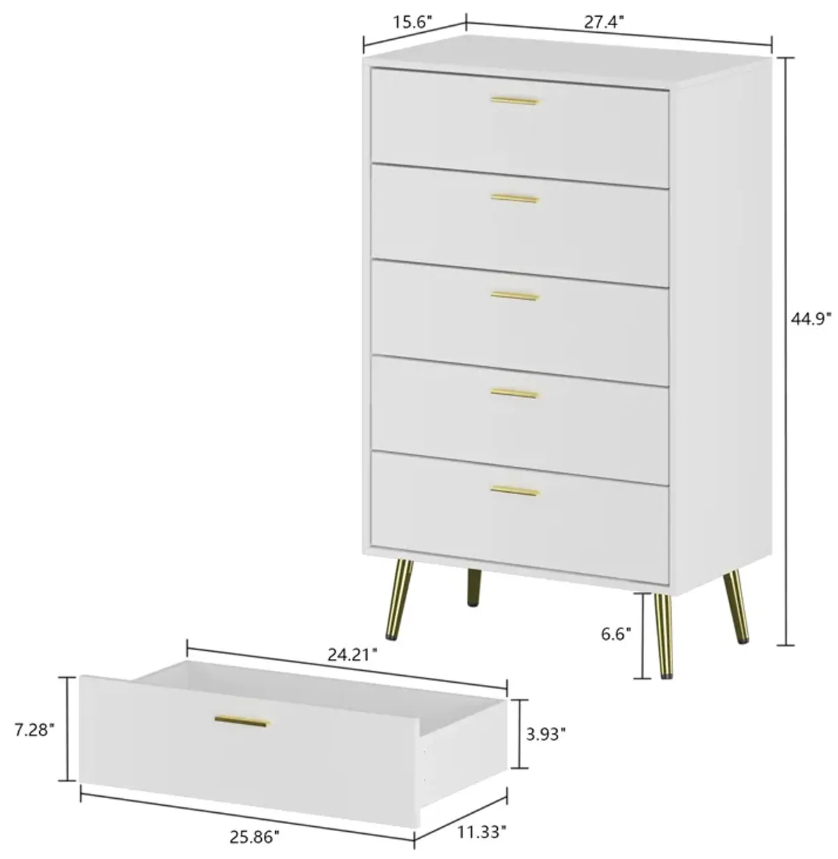 27.4'' W 5-Drawer  Chest for Bedroom And Living room