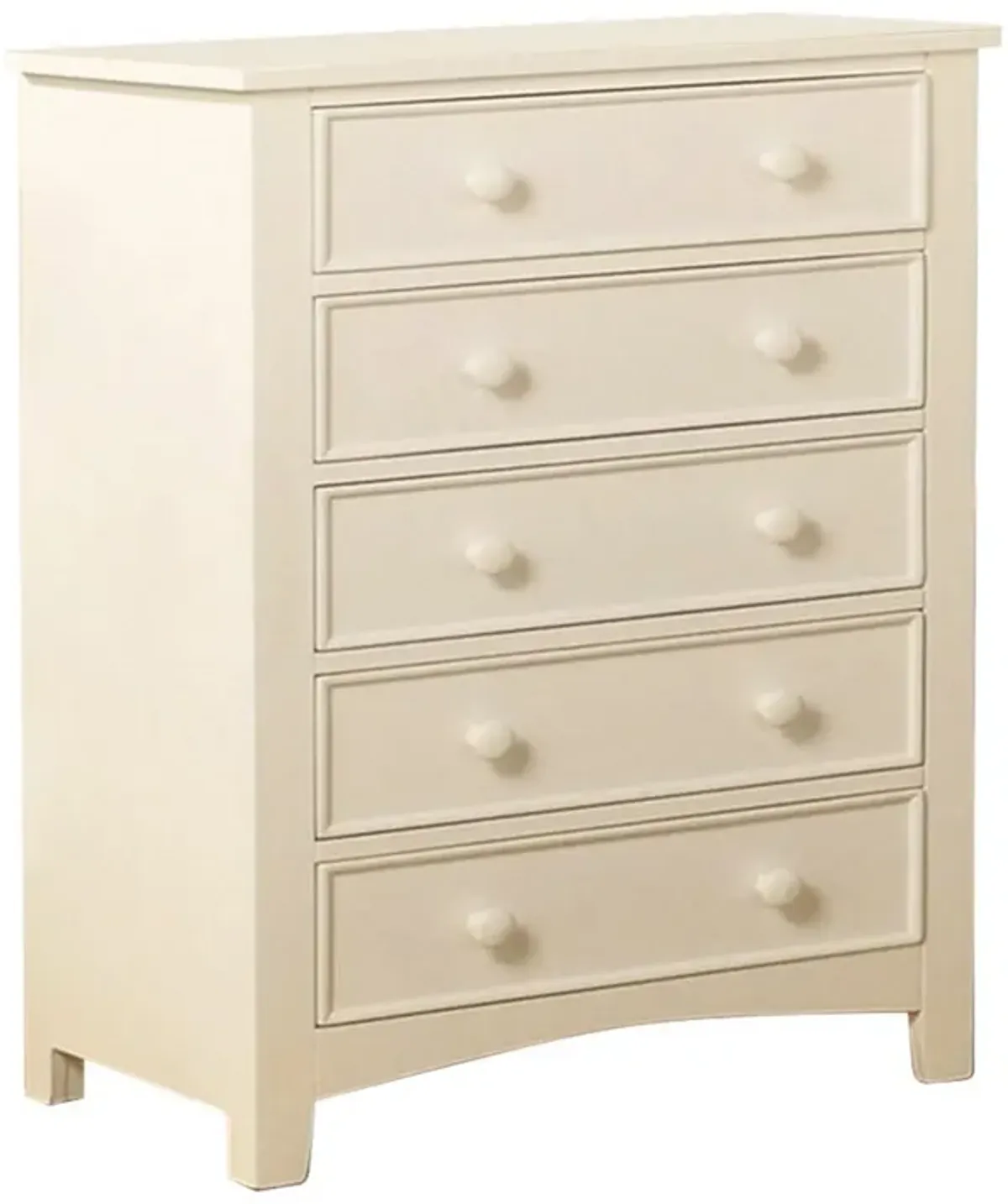 Sophisticated 5 Drawers Wooden Chest, White-Benzara