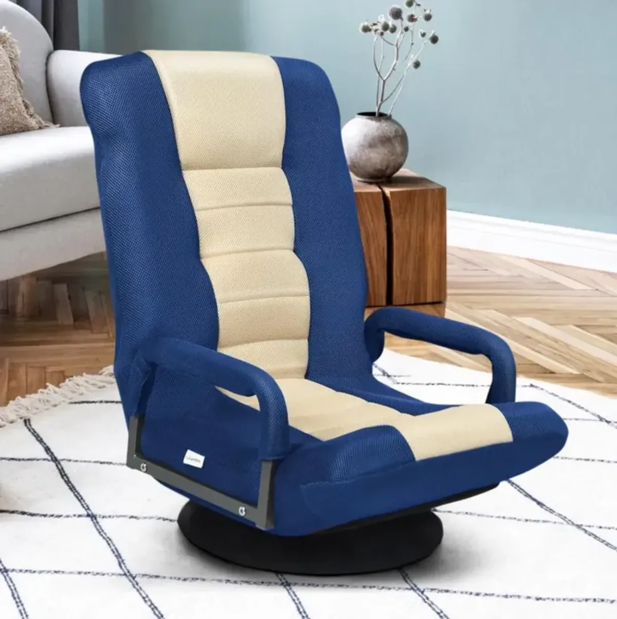 Hivvago 360-Degree Swivel Gaming Floor Chair with Foldable Adjustable Backrest