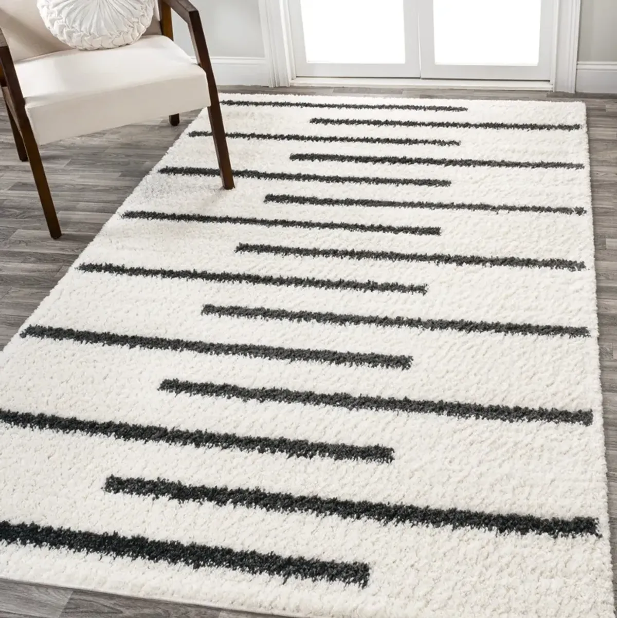 Alaro Berber Stripe Shag Area Rug