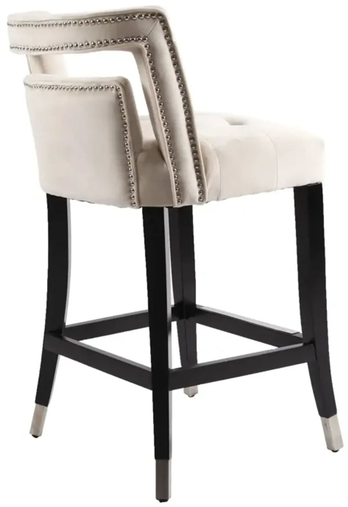 Suede Velvet Barstool With Nailheads Dining Room Chair 2 PCS Set - 26 Inch Seater Height