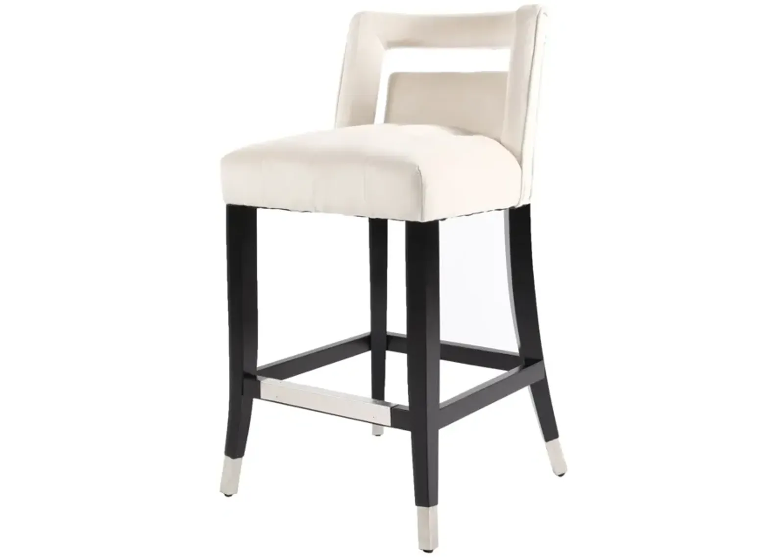 Suede Velvet Barstool With Nailheads Dining Room Chair 2 PCS Set - 26 Inch Seater Height