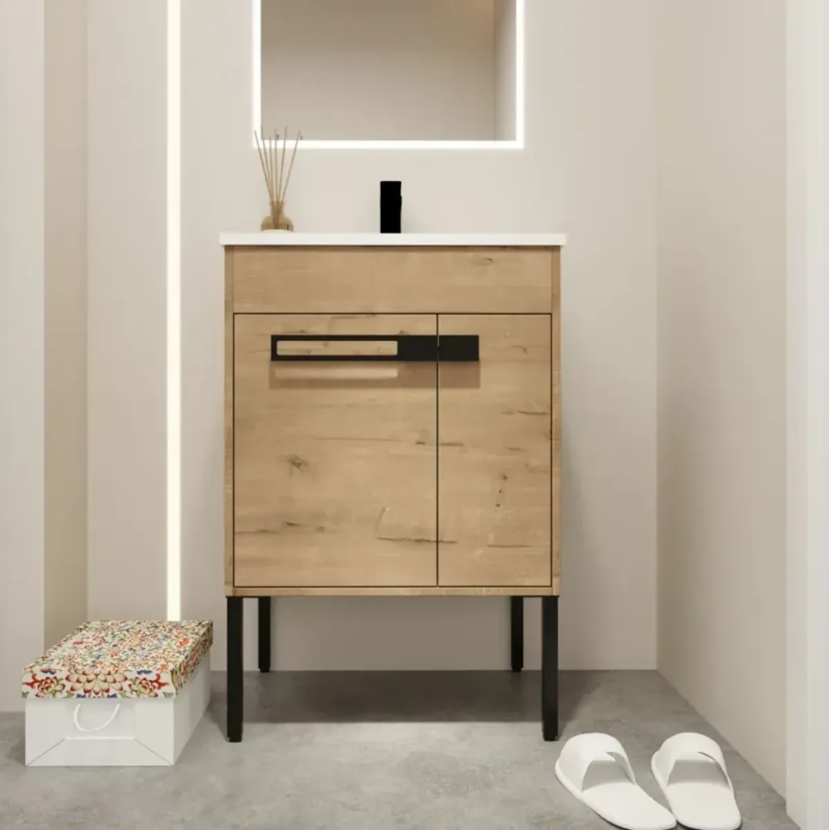 24 Inch Bathroom Vanity With Sink, Freestanding Bathroom Vanity Or Floating Is Optional Conversion