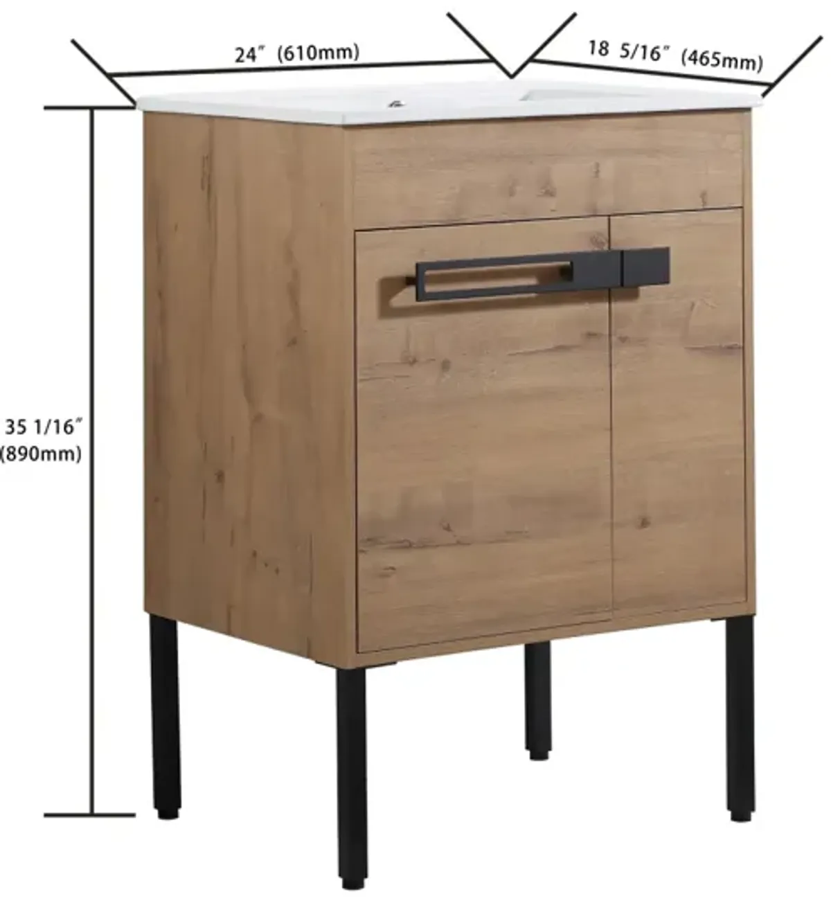 24 Inch Bathroom Vanity With Sink, Freestanding Bathroom Vanity Or Floating Is Optional Conversion