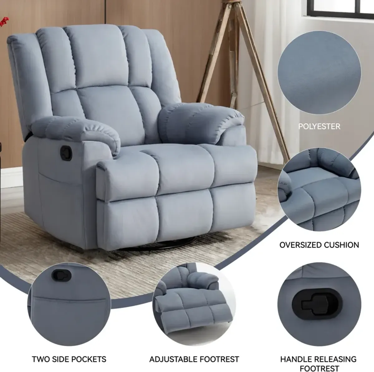 Merax Manual Recliner Chair Swivel  Rocking Chair