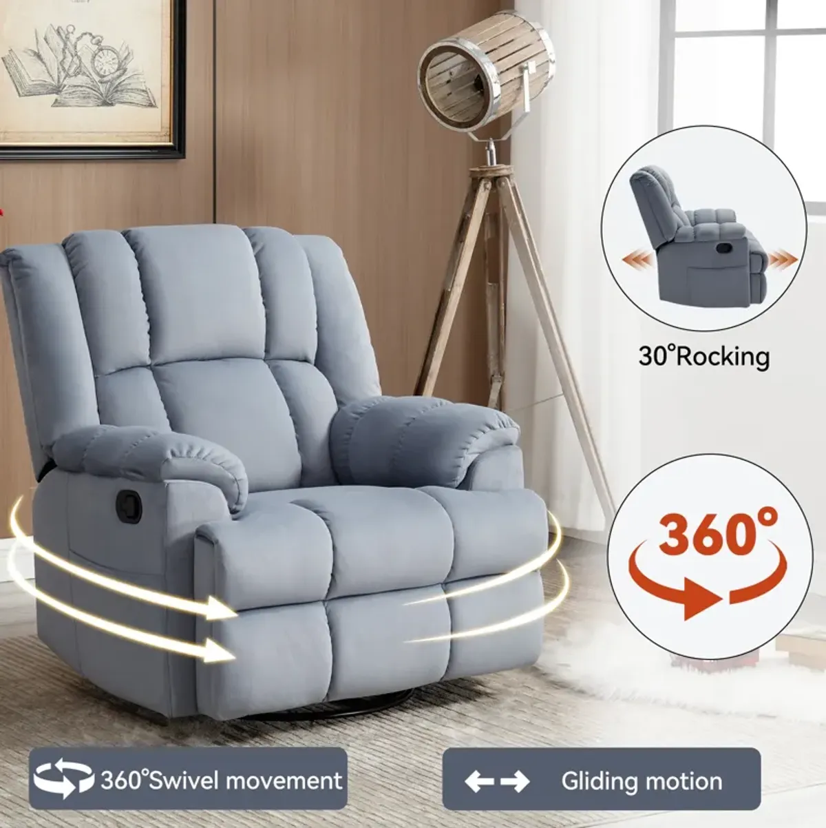 Merax Manual Recliner Chair Swivel  Rocking Chair