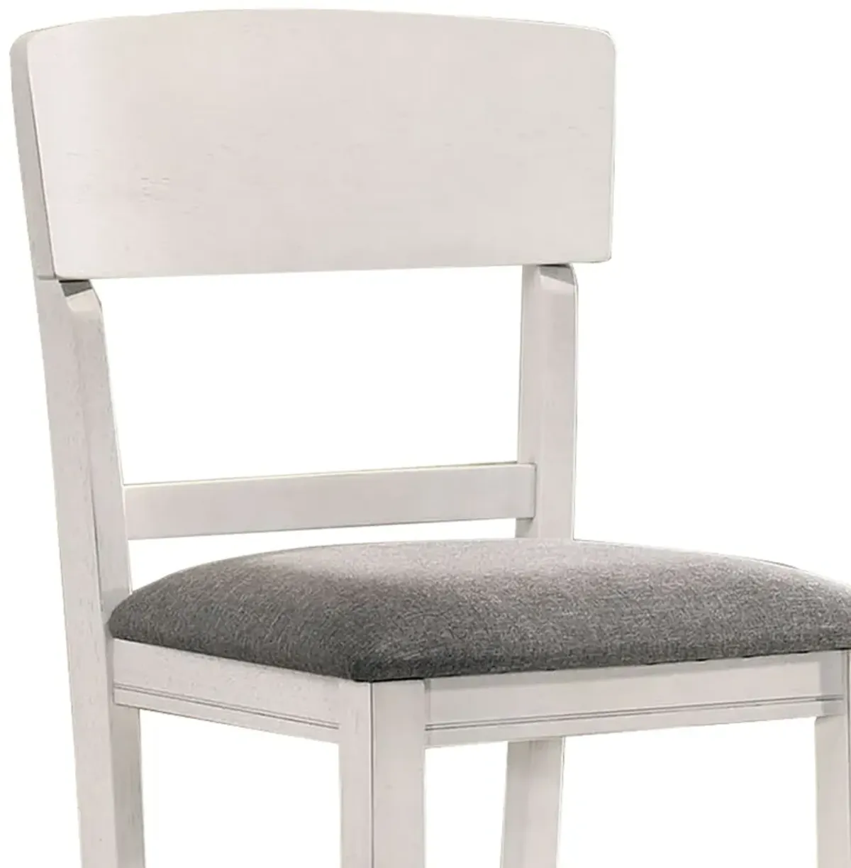 Wooden Counter Height Chair with Curved Back, Set of 2, White and Gray - Benzara