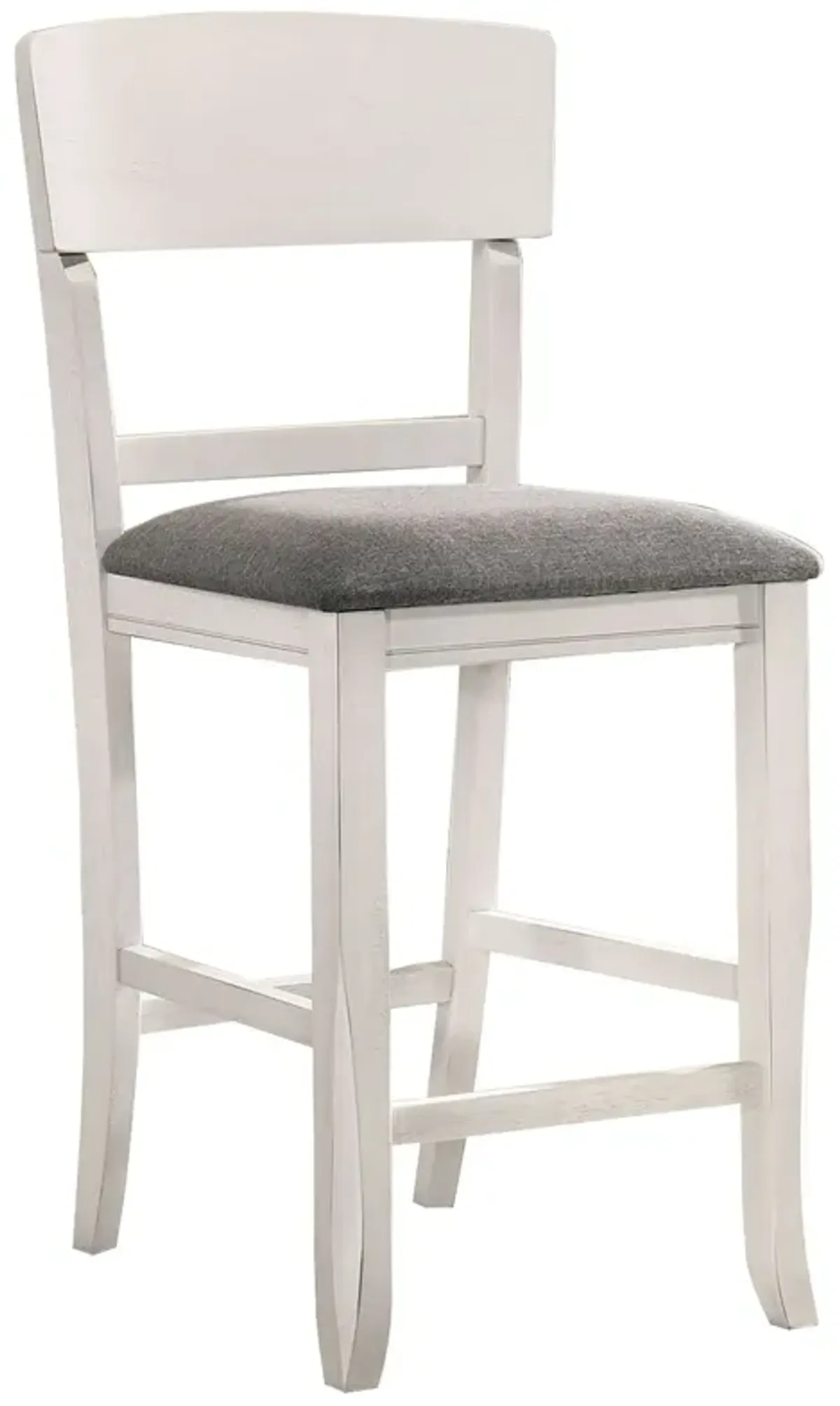 Wooden Counter Height Chair with Curved Back, Set of 2, White and Gray - Benzara