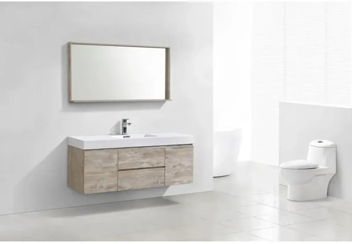 Kubebath Bliss 60 Single Sink Nature Wood Wall Mount Modern Bathroom Vanity