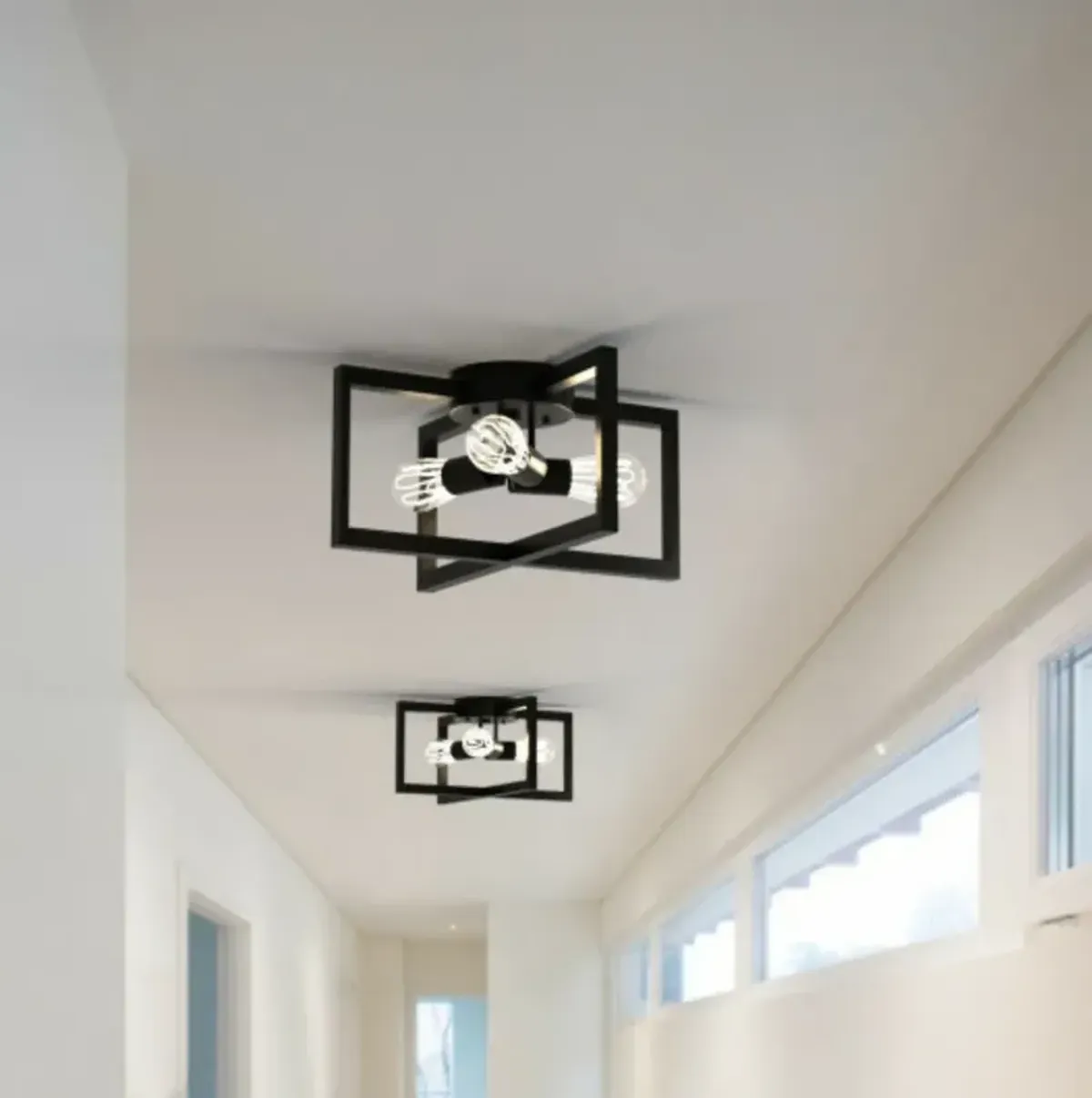 Flush Mount Geometric Metal 3-Lights Ceiling Lamp