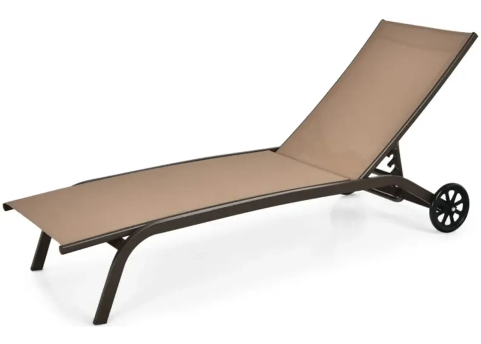 6-Poisition Adjustable Outdoor Chaise Recliner with Wheels