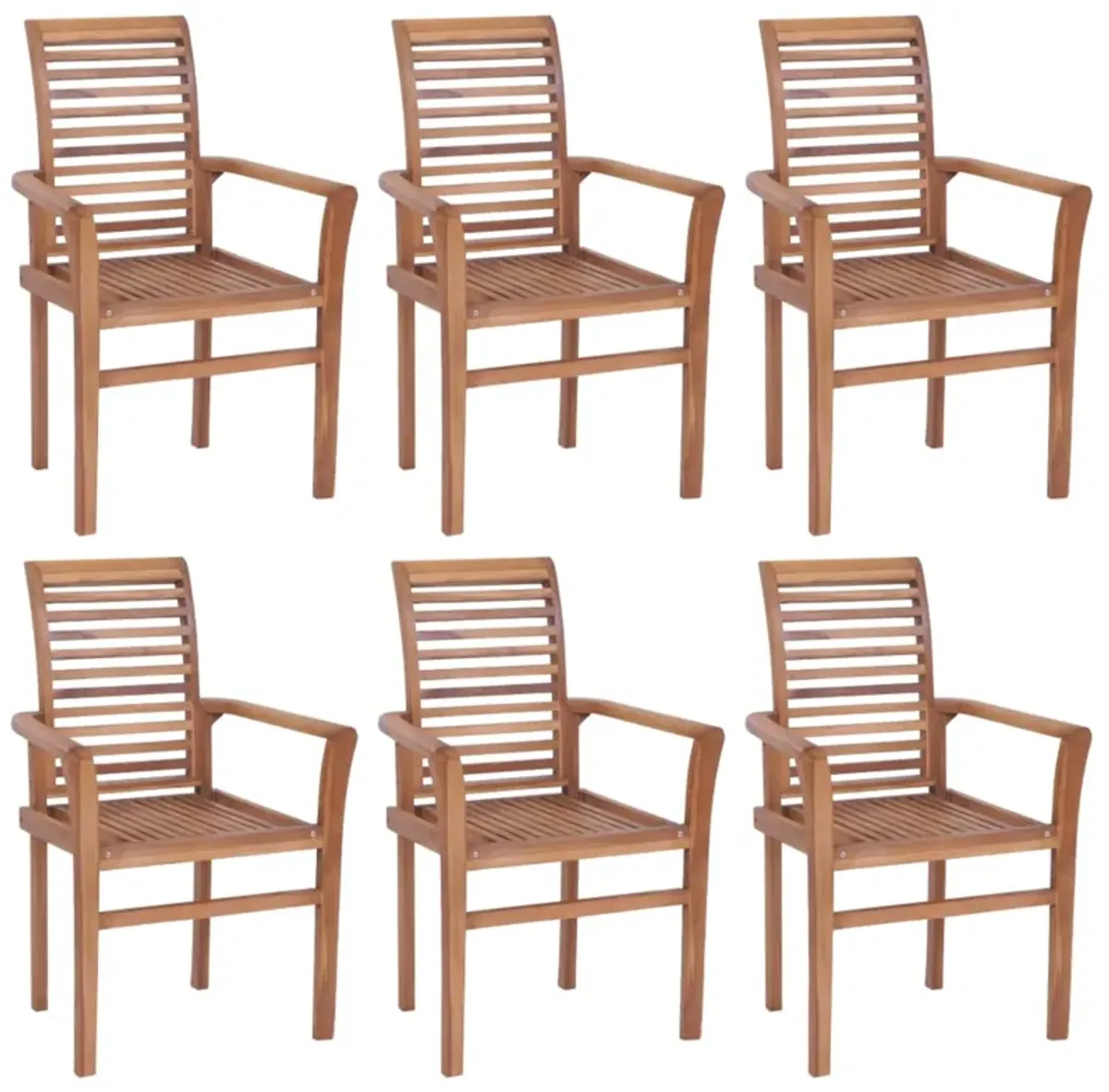 vidaXL Dining Chairs 6 pcs with Blue Cushions Solid Teak Wood