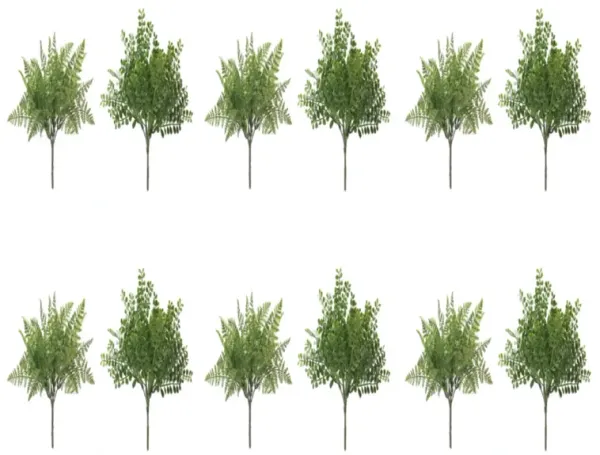 Set of 12 Fern Bushes for Rustic and Seasonal Floral Displays