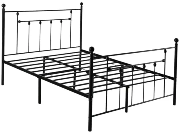Hivvago Full size Vintage Style Black Metal Platform Bed Frame with Headboard Footboard