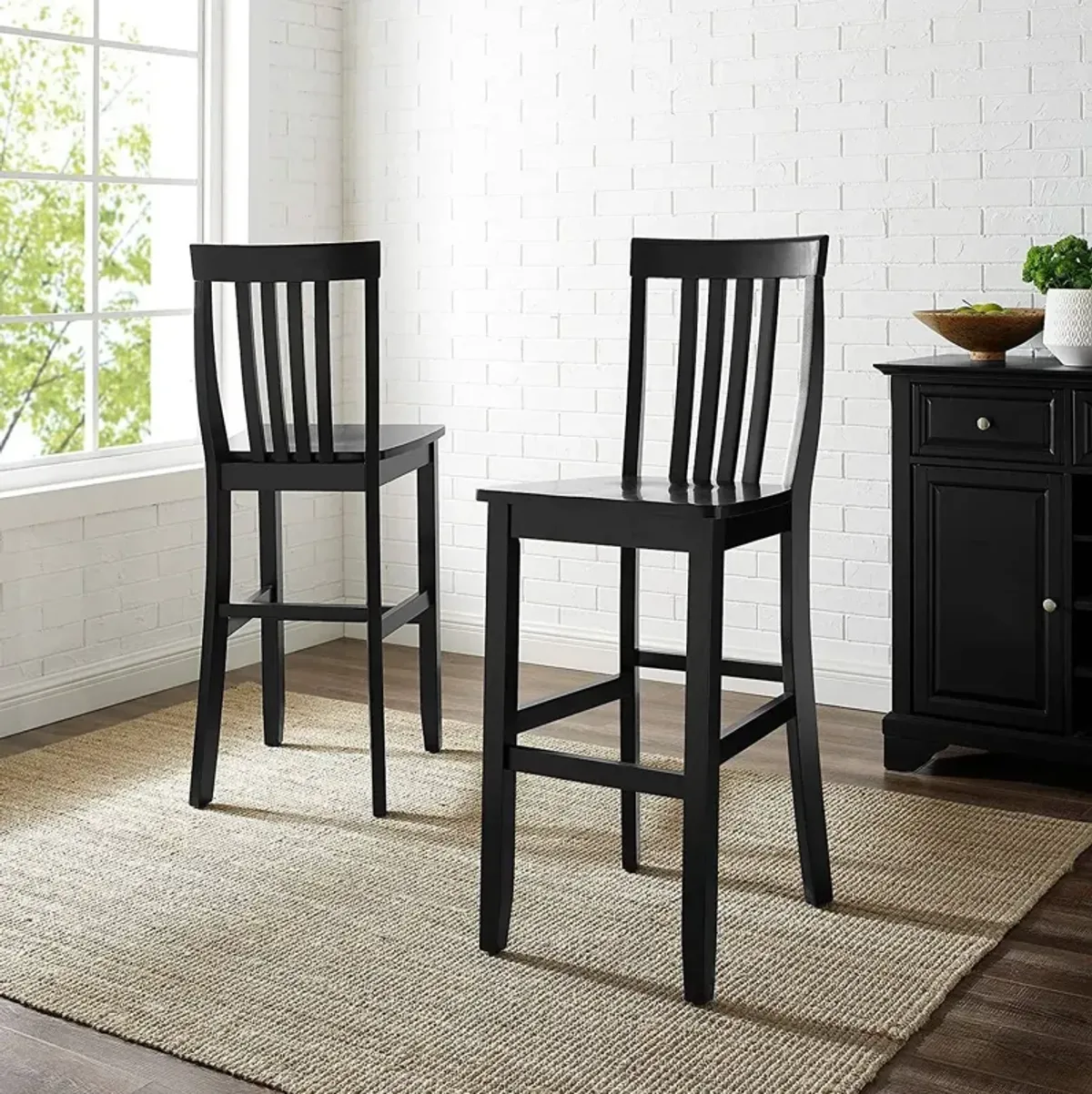 Hivvago Set of 2 - Solid Hardwood 30-inch Bar Stool in Black Wood Finish