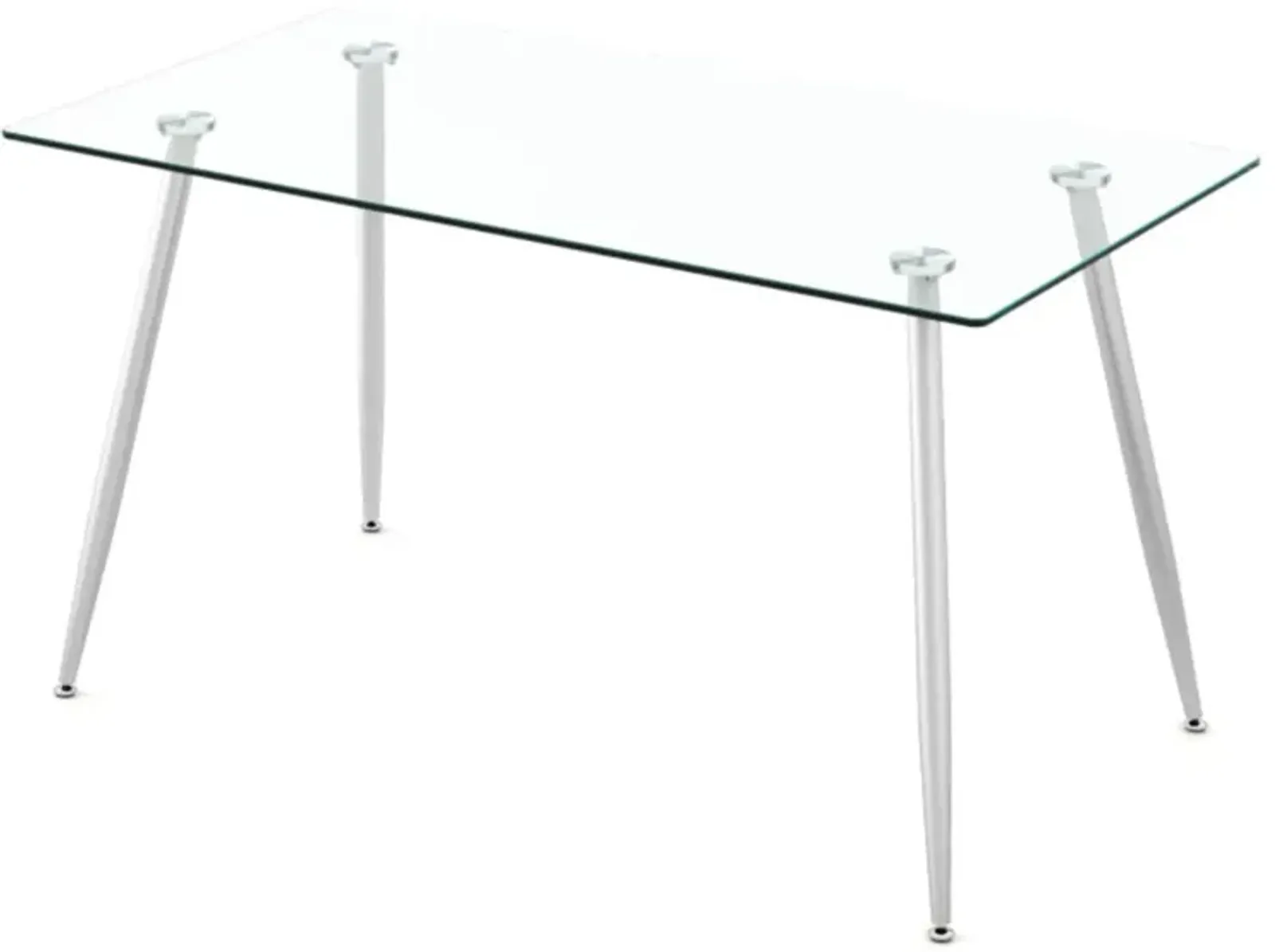 Hivvago Modern Glass Rectangular Dining Table with Metal Legs