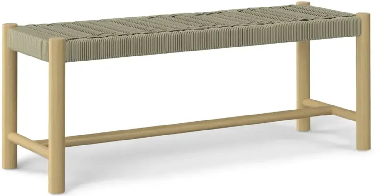 Simpli Home Dahlia Solid Acacia Wood Outdoor Indoor Bench In Natural Taupe