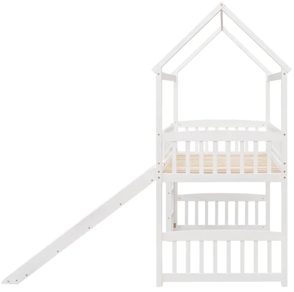 Whisen Modern Design Twin Size Loft Bed House Bed with Slide - White