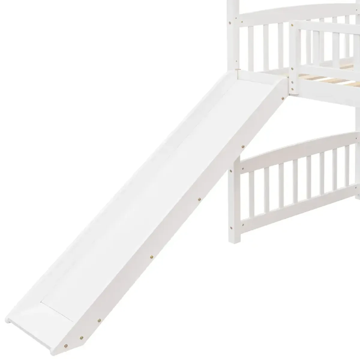 Whisen Modern Design Twin Size Loft Bed House Bed with Slide - White