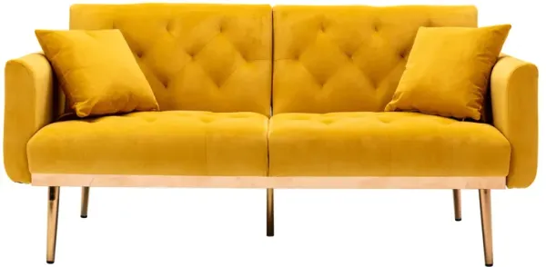 Velvet Accent Sofa with Rose Gold Metal Feet