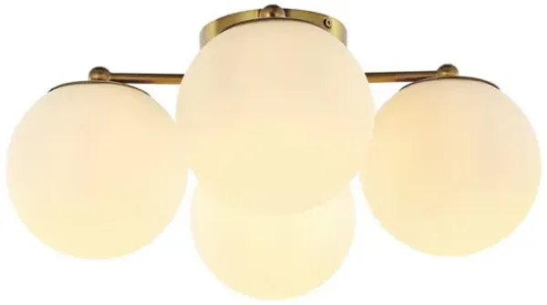 Orly 4-Light Bohemian Farmhouse Iron/Frosted Glass LED Semi Flush Mount