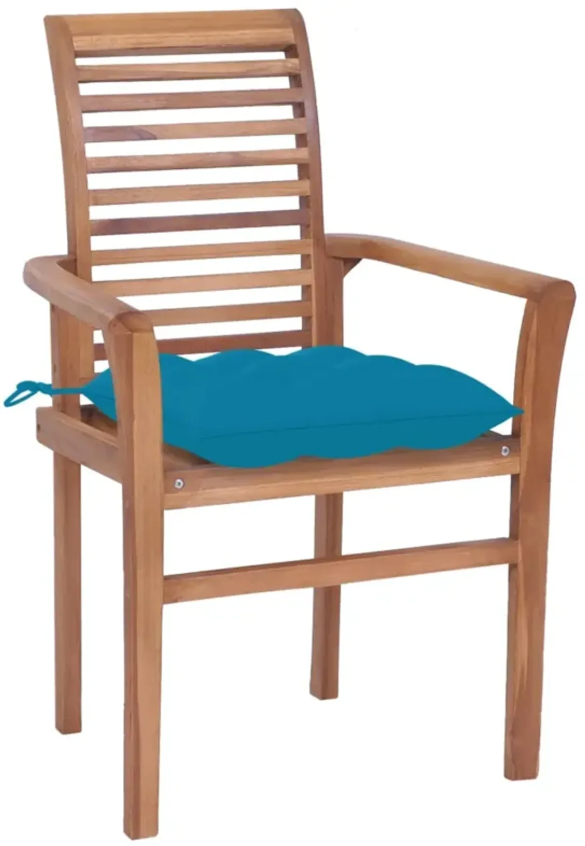 vidaXL Dining Chairs 4 pcs with Light Blue Cushions Solid Teak Wood