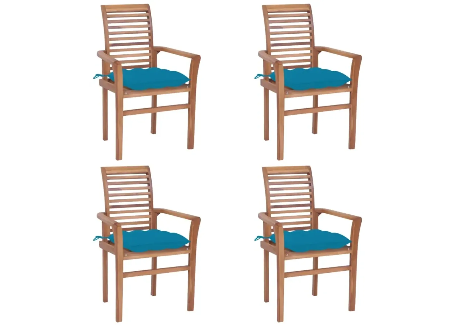 vidaXL Dining Chairs 4 pcs with Light Blue Cushions Solid Teak Wood