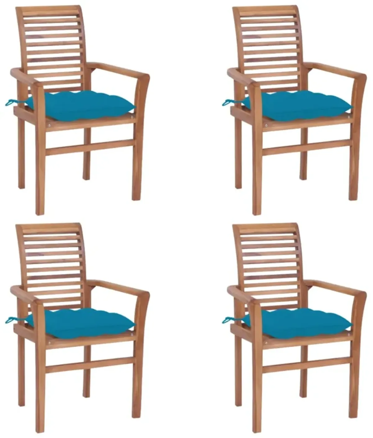 vidaXL Dining Chairs 4 pcs with Light Blue Cushions Solid Teak Wood