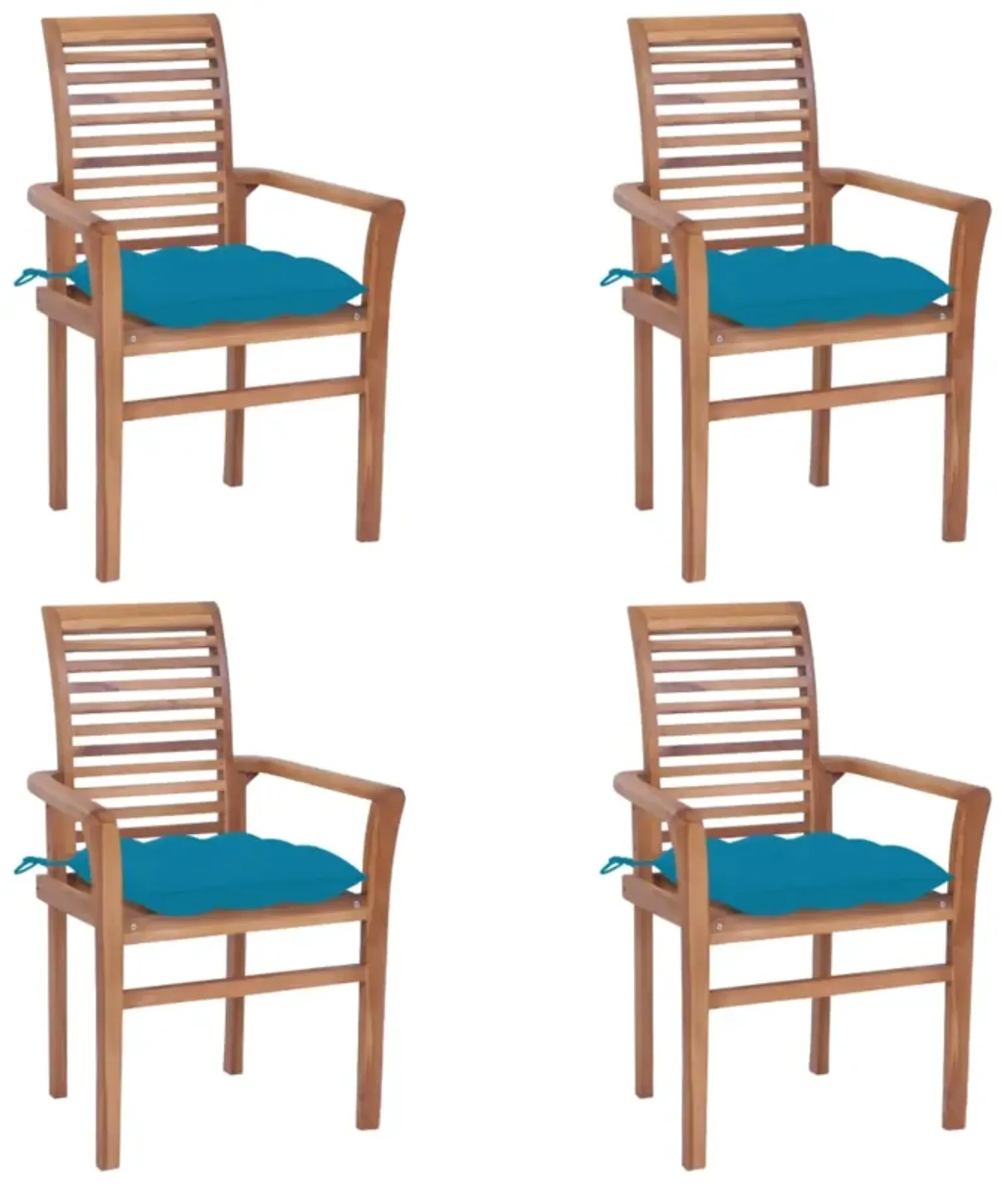 vidaXL Dining Chairs 4 pcs with Light Blue Cushions Solid Teak Wood