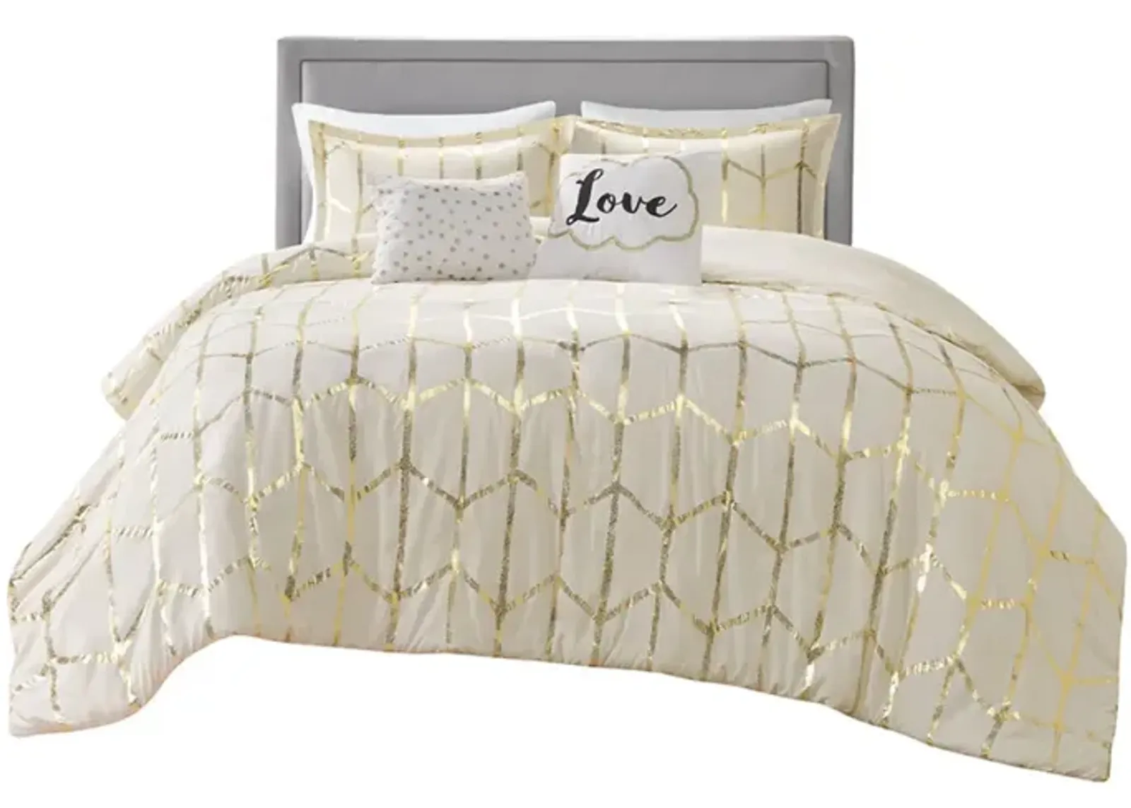 Raina Metallic Printed Duvet Cover Set