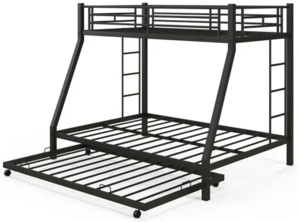 Full over Full Bunk Bed Platform Wood Bed with Ladder