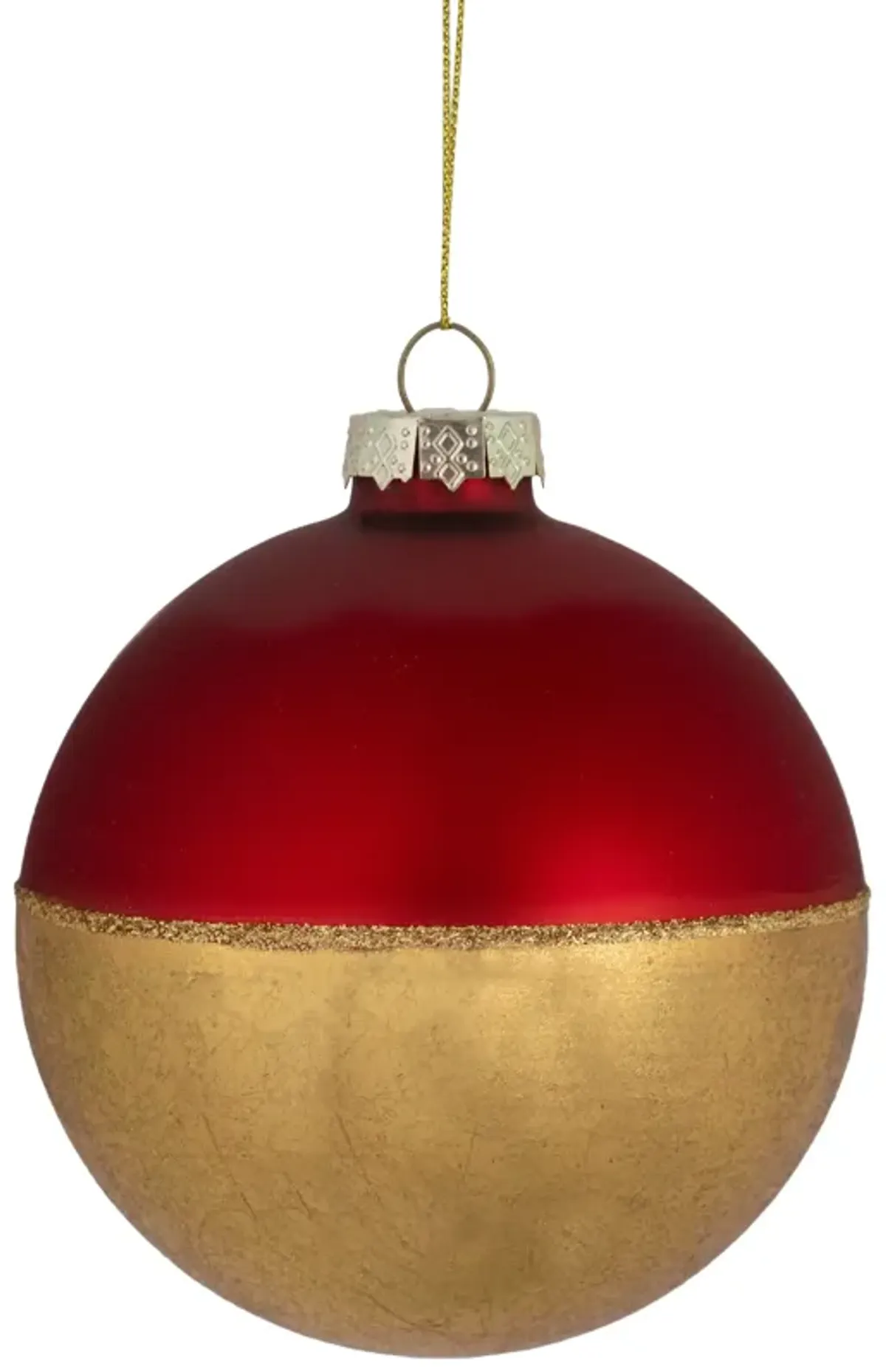 3.5" Red and Gold Glass Ball Christmas Ornament