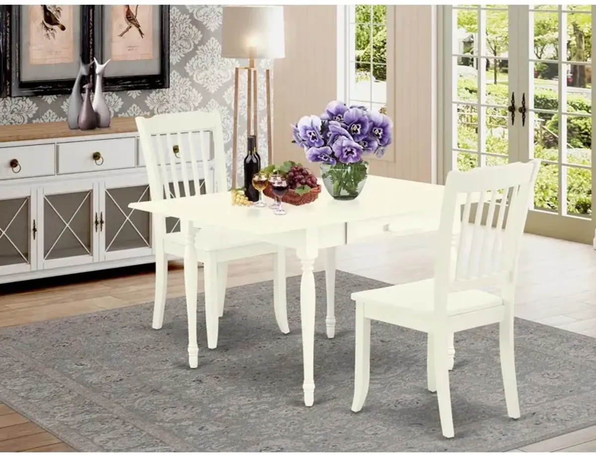 East West Furniture Dining Room Set Linen White, MZDA3-LWH-W