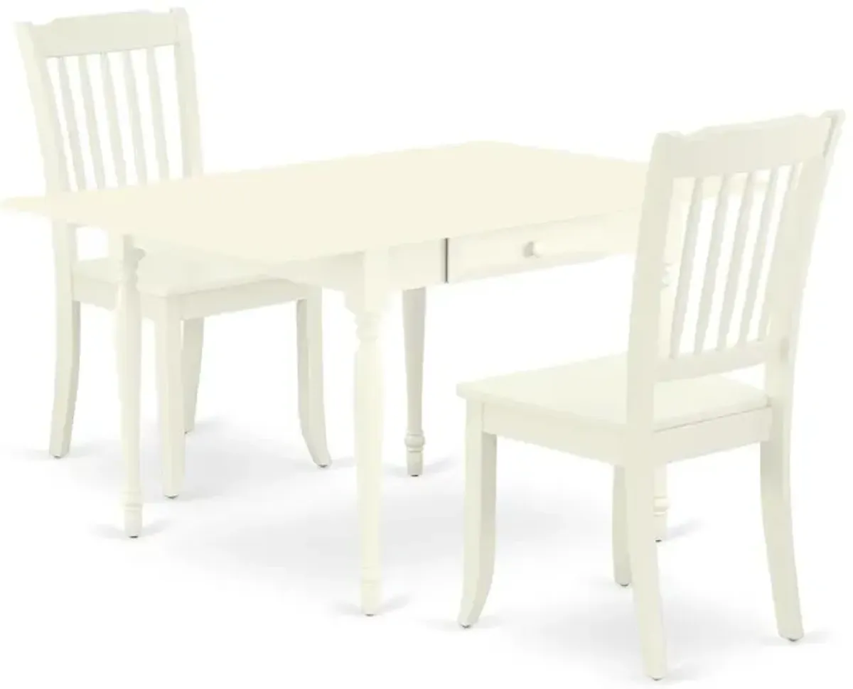 East West Furniture Dining Room Set Linen White, MZDA3-LWH-W