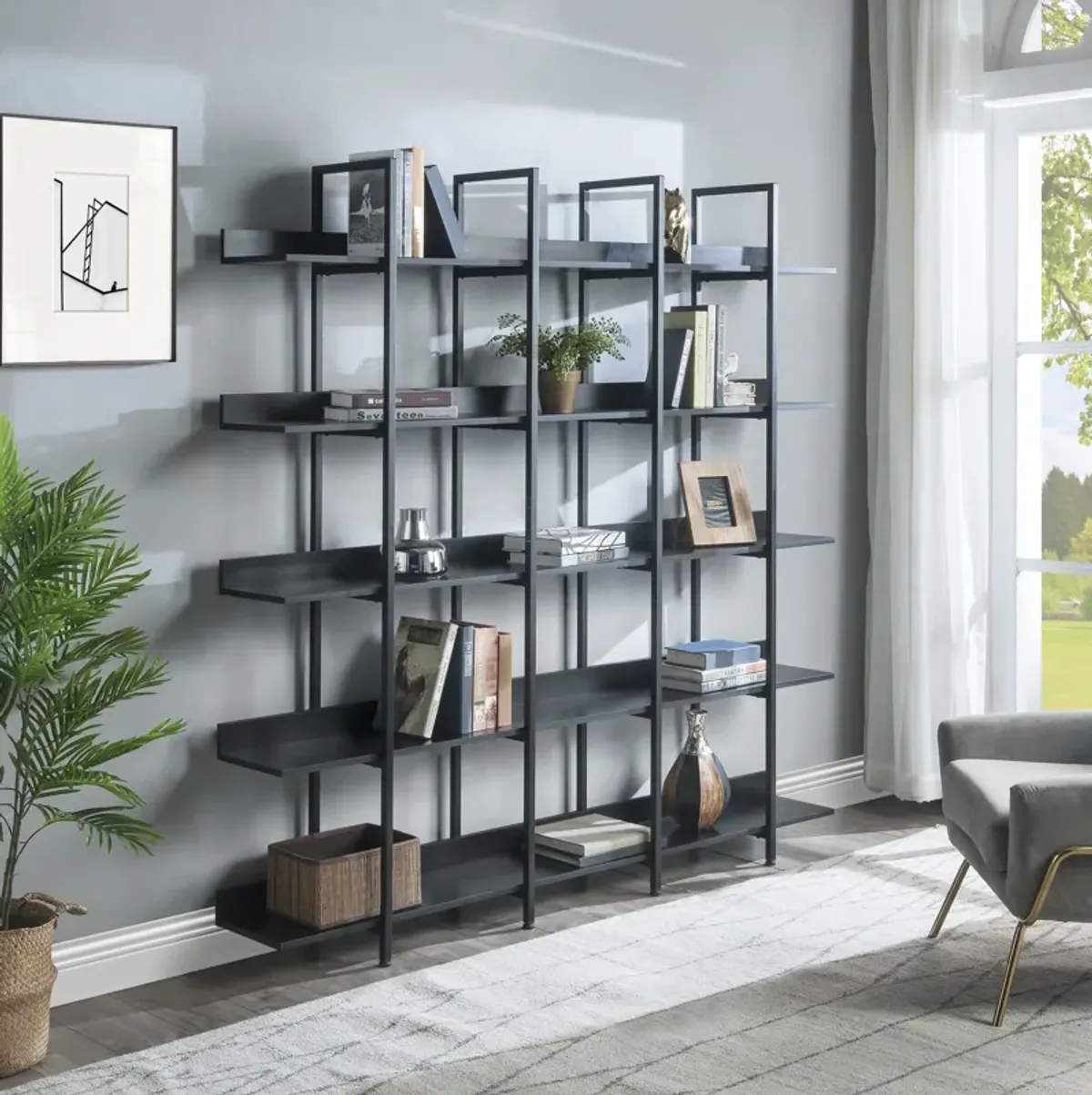 Gewnee 5 Tier Bookcase Home Office Bookshelf